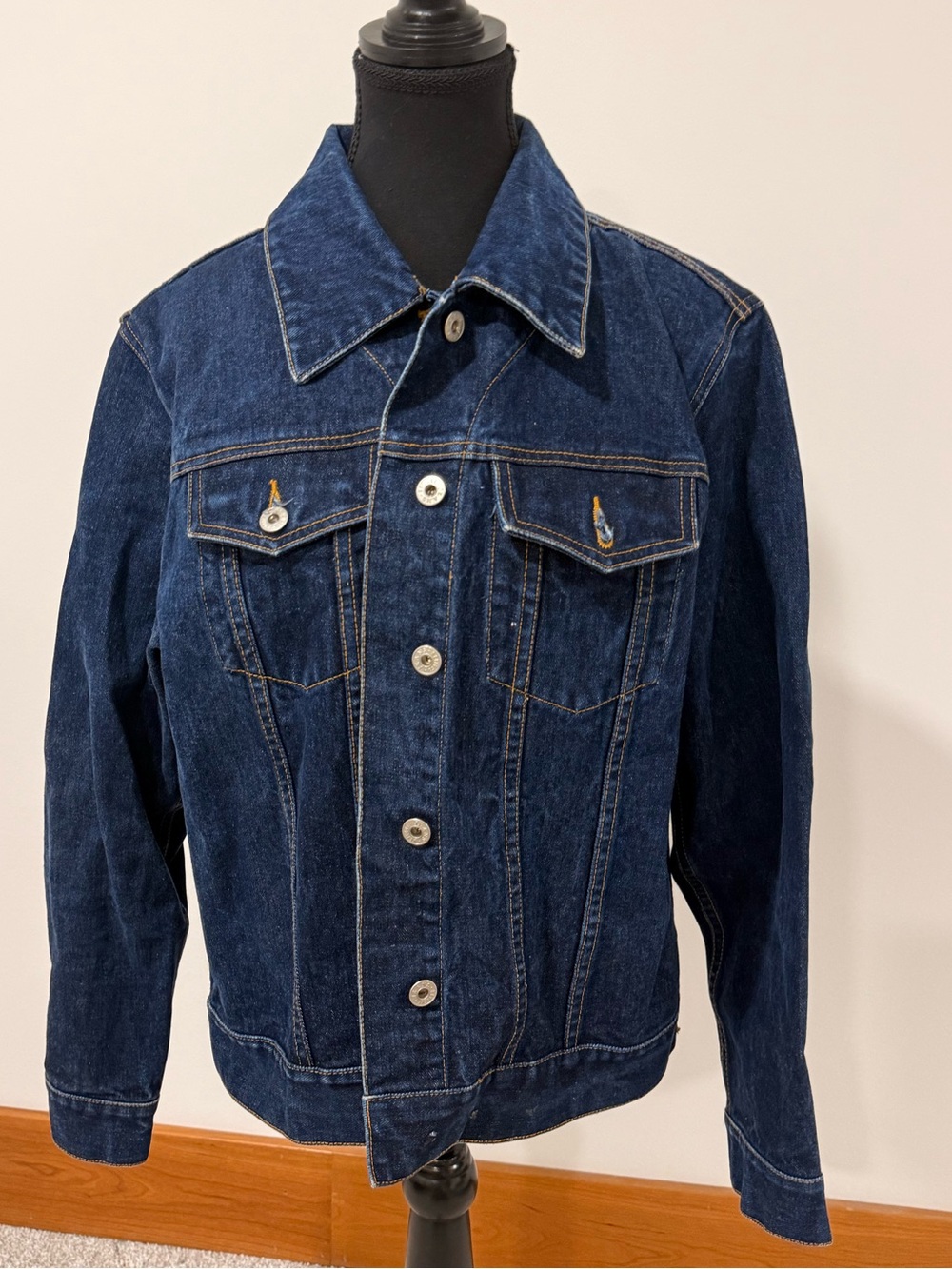 Classic Vintage Dark Blue Denim Jacket